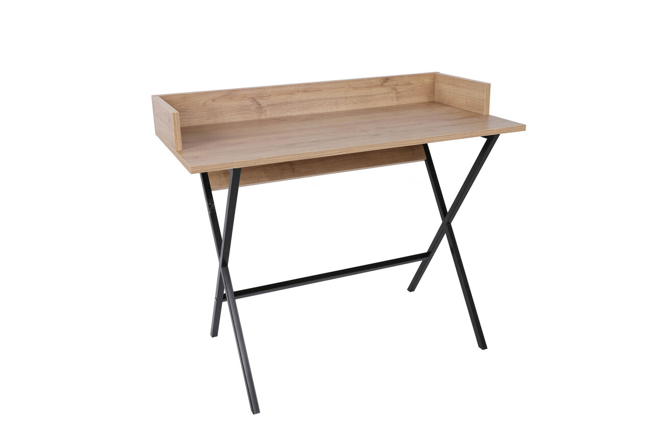 Birou, Hanah Home, Monaco, 100x50x89 cm, Stejar / Negru - imagine 4
